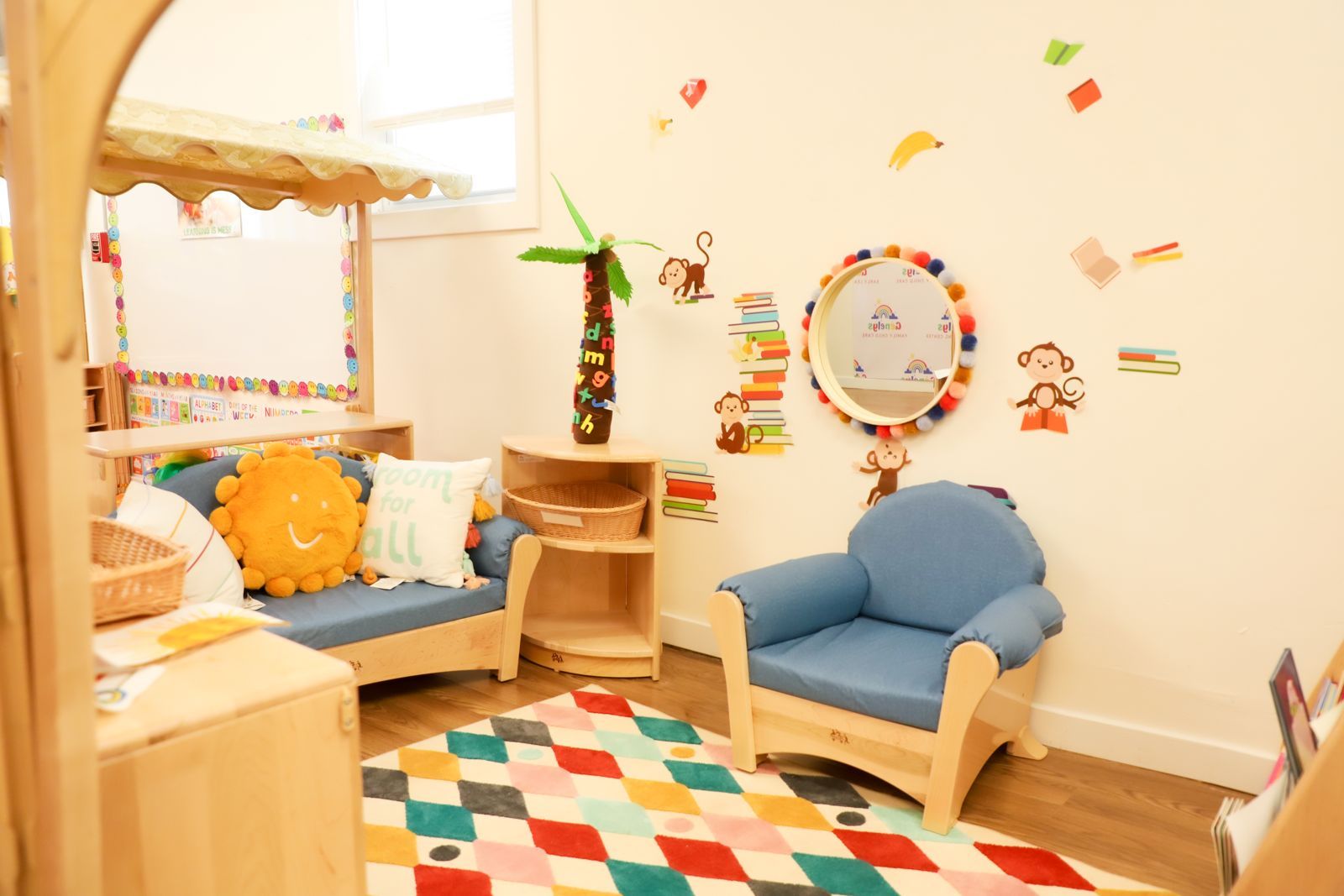 A reading nook at Genelys Early Learning Center